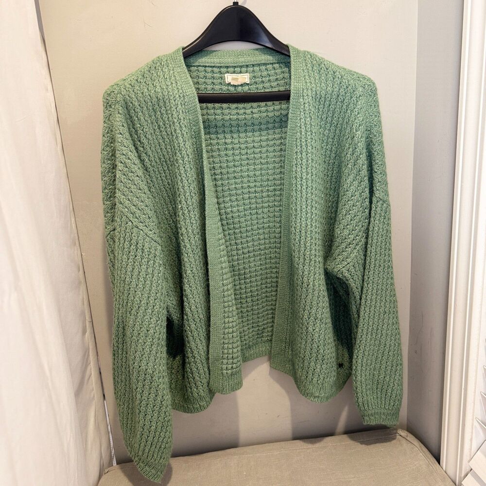 Fat Face Womens Mint Green Open Cardigan Knit Sweater Soft Cozy US Size 14